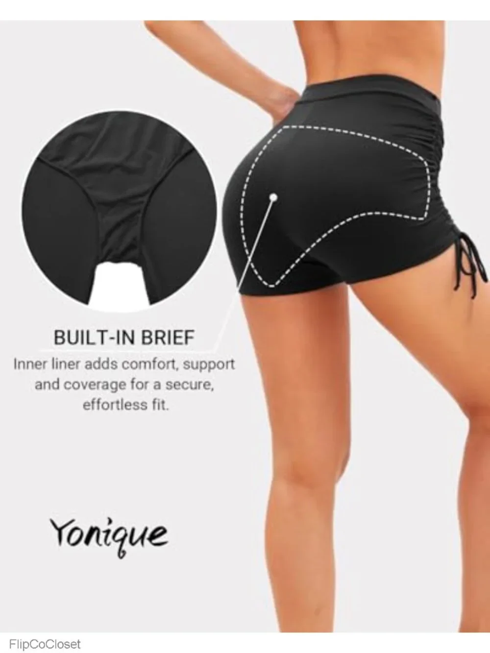 High Waisted Swim Shorts Tummy Control Adjustable Side Tie Quick Dry Boyshort